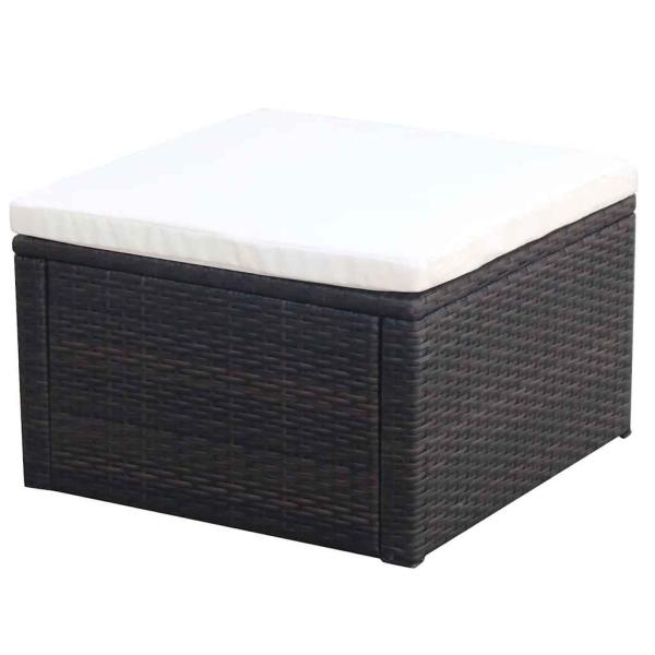 ARDEBO.de - Hocker mit Kissen Poly Rattan 53?53?30 cm Braun