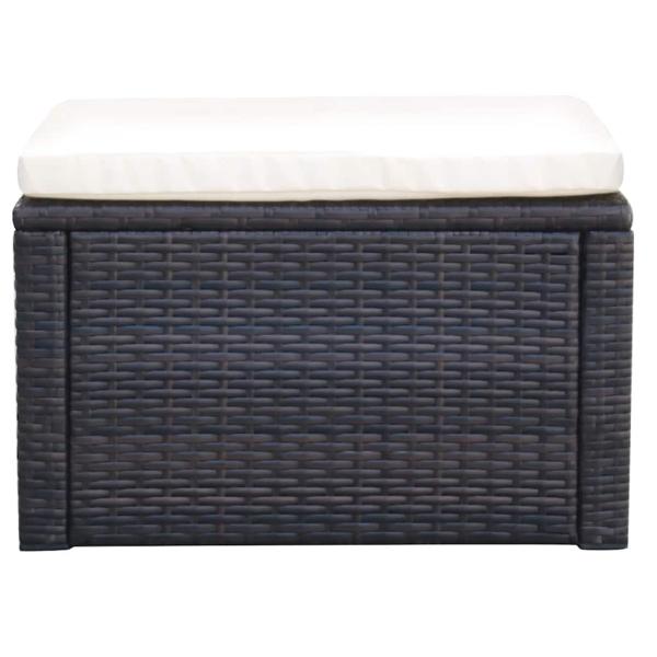 Hocker mit Kissen Poly Rattan 53?53?30 cm Braun