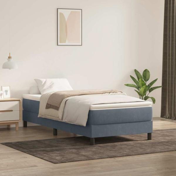 ARDEBO.de - Boxspringbett mit Matratze Dunkelgrau 80x210 cm Samt