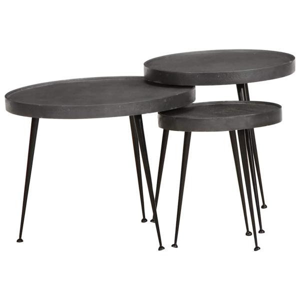 ARDEBO.de - Couchtisch 3 Stk. Schwarz Holzwerkstoff