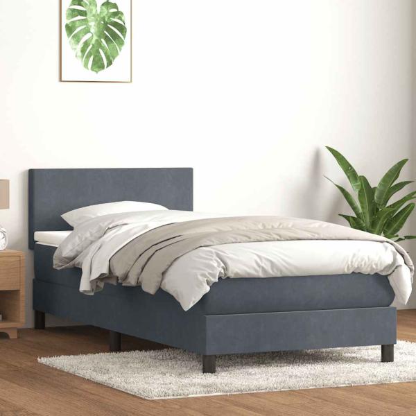 ARDEBO.de - Boxspringbett mit Matratze Dunkelgrau 80x210 cm Samt