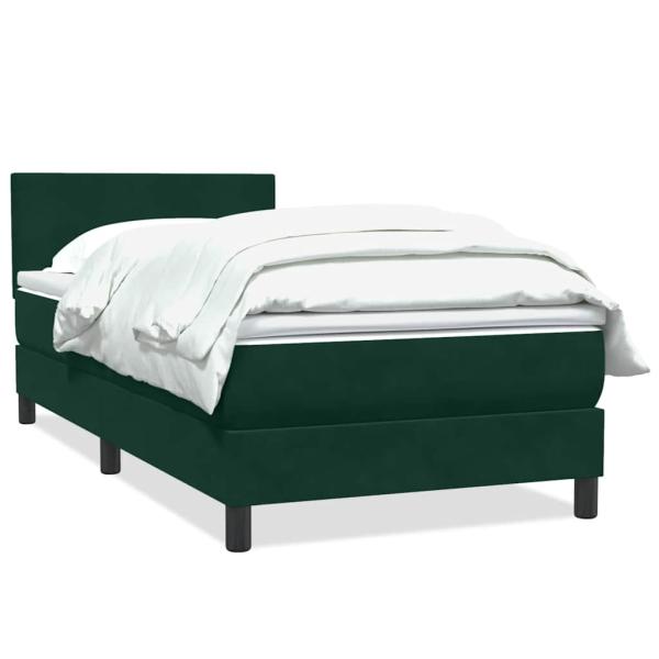 Boxspringbett mit Matratze Dunkelgrün 80x220 cm Samt