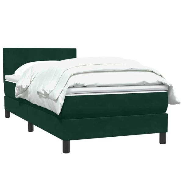 Boxspringbett mit Matratze Dunkelgrün 80x220 cm Samt