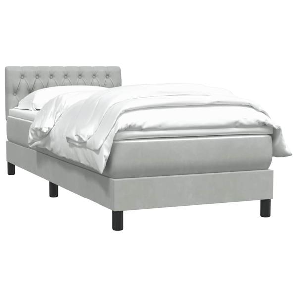 Boxspringbett mit Matratze Hellgrau 80x210 cm Samt