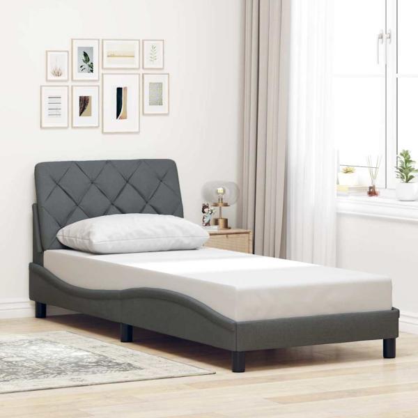 ARDEBO.de - Bettgestell ohne Matratze Dunkelgrau 80x200 cm Stoff