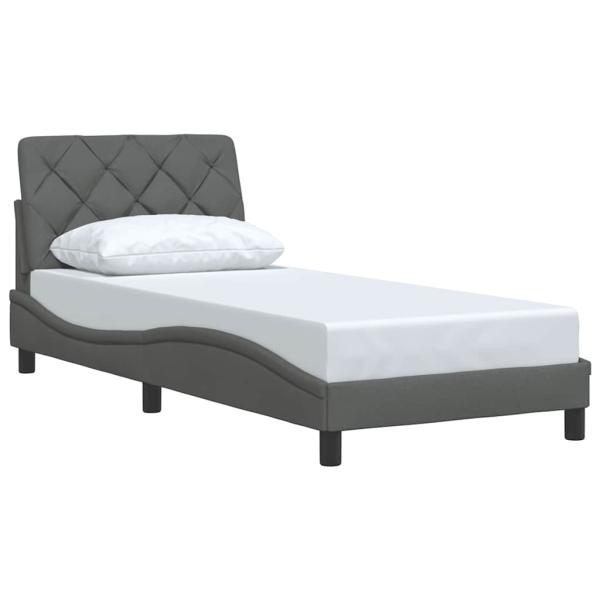 Bettgestell ohne Matratze Dunkelgrau 90x200 cm Stoff