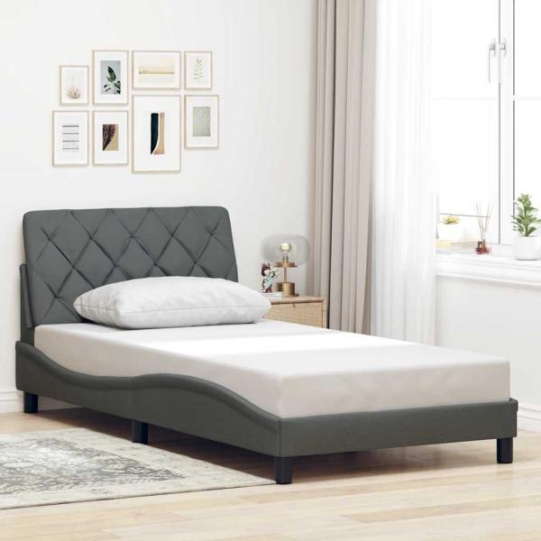 ARDEBO.de - Bettgestell ohne Matratze Dunkelgrau 100x200 cm Stoff