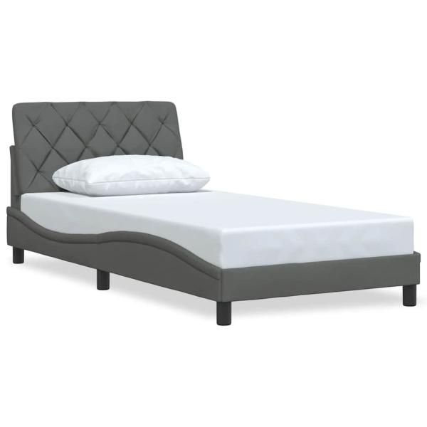 Bettgestell ohne Matratze Dunkelgrau 100x200 cm Stoff