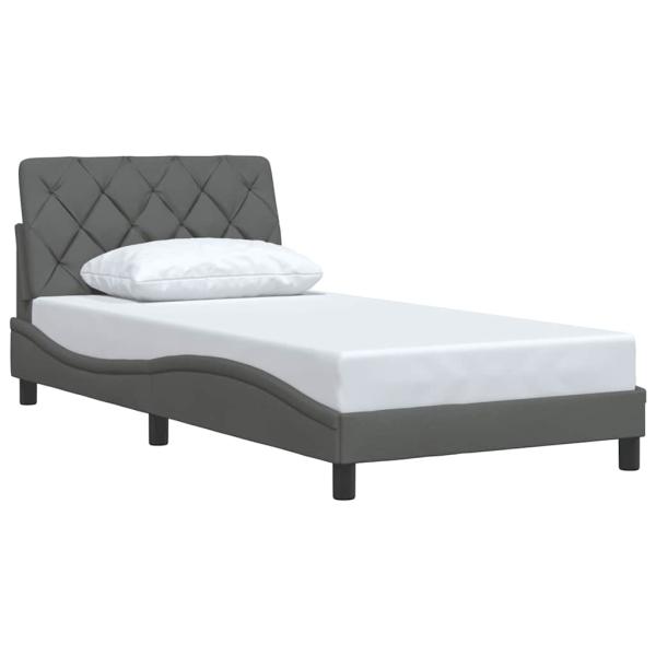 Bettgestell ohne Matratze Dunkelgrau 100x200 cm Stoff
