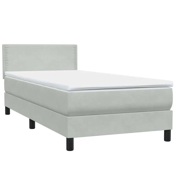 Boxspringbett mit Matratze & LED Hellgrau 80x210 cm Samt