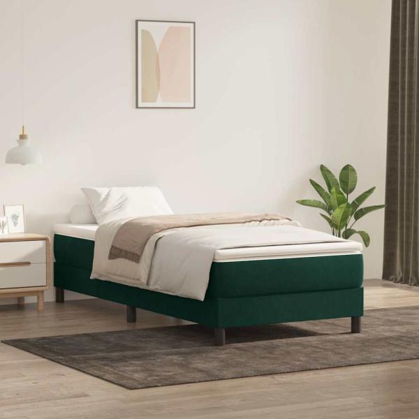 ARDEBO.de - Boxspringbett ohne Matratze Dunkelgrün 90x220 cm Samt
