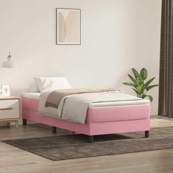 ARDEBO.de - Boxspringbett ohne Matratze Rosa 100x220 cm Samt
