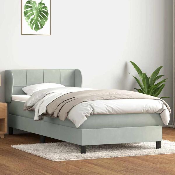 ARDEBO.de - Boxspringbett mit Matratze Hellgrau 80x210 cm Samt