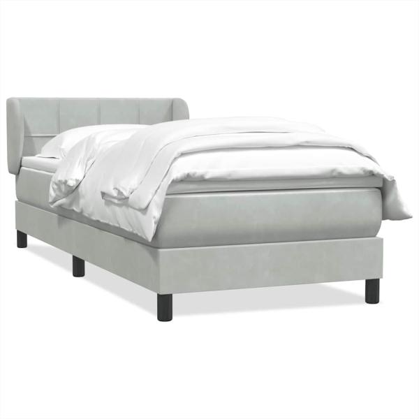 Boxspringbett mit Matratze Hellgrau 80x210 cm Samt