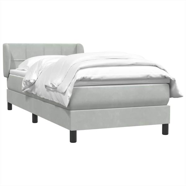 Boxspringbett mit Matratze Hellgrau 80x210 cm Samt