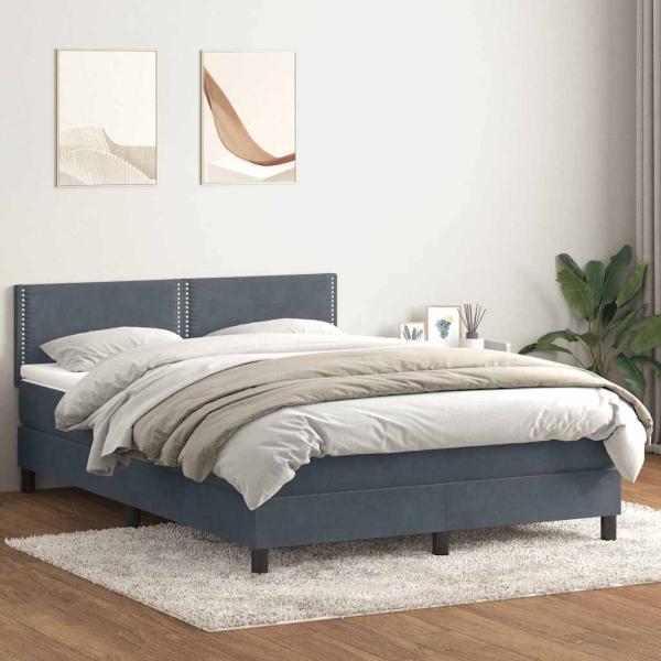 ARDEBO.de - Boxspringbett mit Matratze Dunkelgrau 160x210 cm Samt