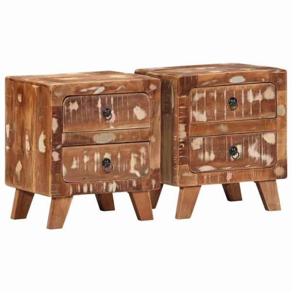 ARDEBO.de - Nachttisch 2 Stk. 40x32x46 cm Altholz Massiv