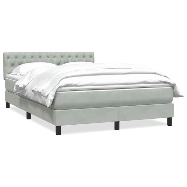 Boxspringbett mit Matratze Hellgrau 160x210 cm Samt