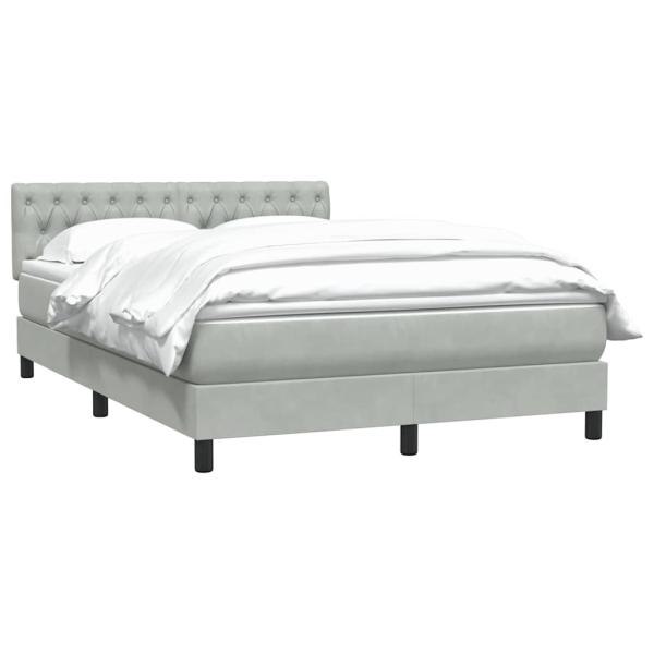 Boxspringbett mit Matratze Hellgrau 160x210 cm Samt