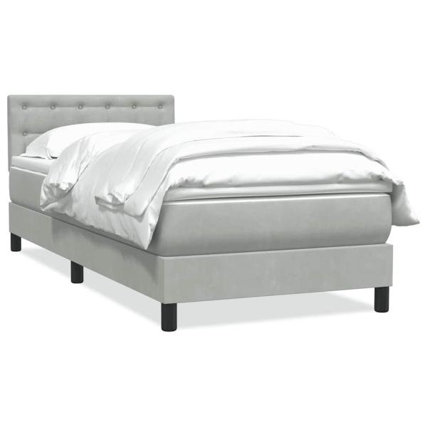 Boxspringbett mit Matratze Hellgrau 80x210 cm Samt