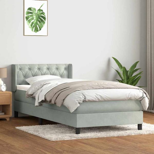 ARDEBO.de - Boxspringbett mit Matratze Hellgrau 80x210 cm Samt