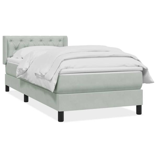 Boxspringbett mit Matratze Hellgrau 80x210 cm Samt