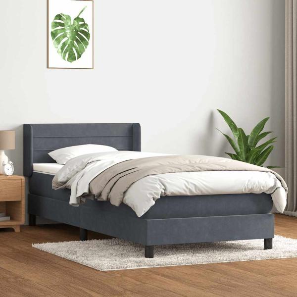 ARDEBO.de - Boxspringbett mit Matratze Dunkelgrau 80x210 cm Samt