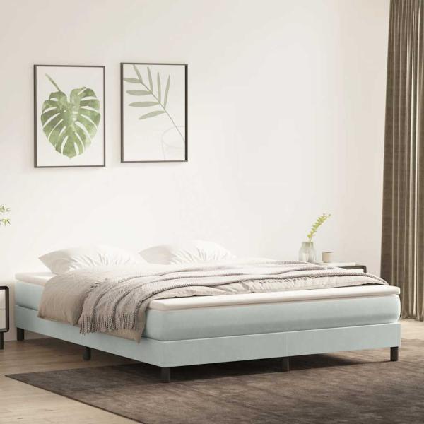 ARDEBO.de - Boxspringbett ohne Matratze Hellgrau 180x220 cm Samt
