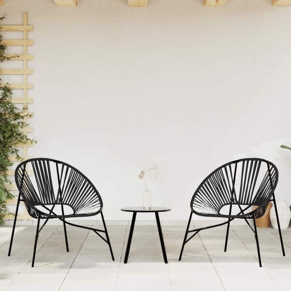 ARDEBO.de - Gartenstuhl-Set 3-tlg. Schwarz Poly Rattan
