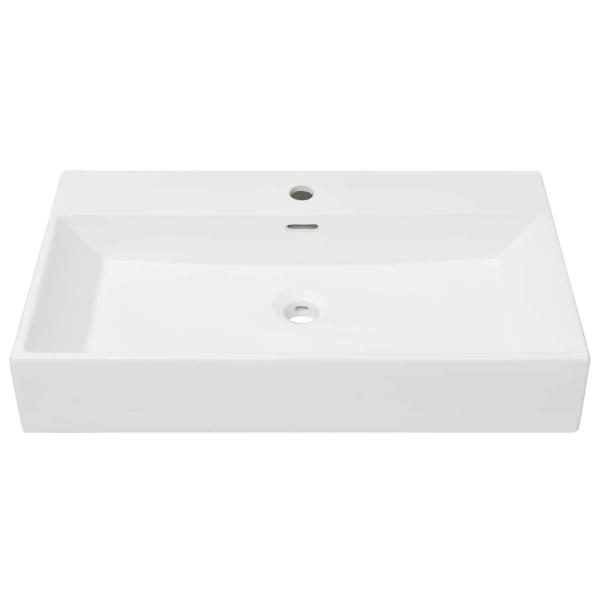 Waschbecken mit Hahnloch Keramik Weiß 76x42,5x14,5 cm