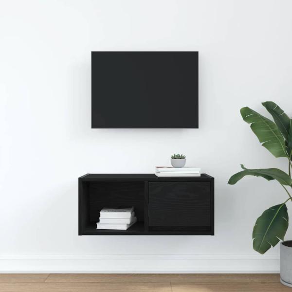 TV-Schrank Schwarz Eichen-Optik 60x31x25,5 cm Holzwerkstoff