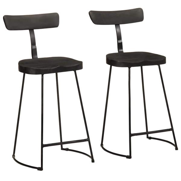 ARDEBO.de - Barhocker 2 Stk. Schwarz 49x43x88 cm Mango Massivholz