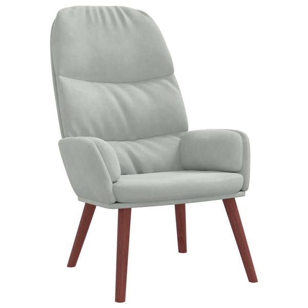 Relaxsessel mit Hocker Hellgrau Samt