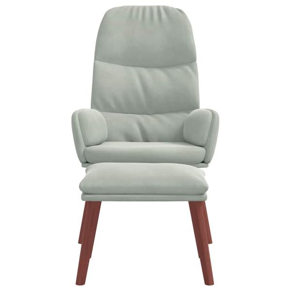 Relaxsessel mit Hocker Hellgrau Samt