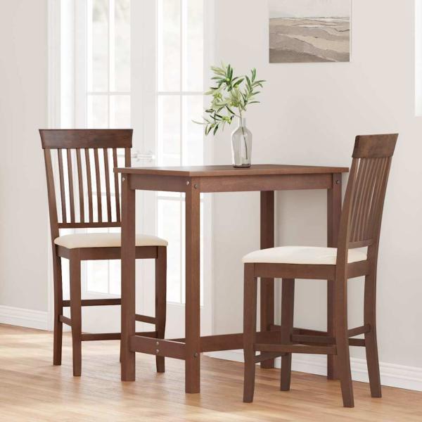 Barhocker mit Kissen 2 Stk. Braun Massivholz Gummibaum