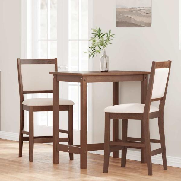 Barhocker mit Kissen 2 Stk. Braun Massivholz Gummibaum