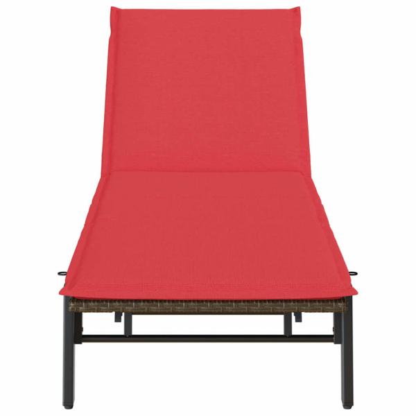 Sonnenliege mit Auflage Braun Poly Rattan