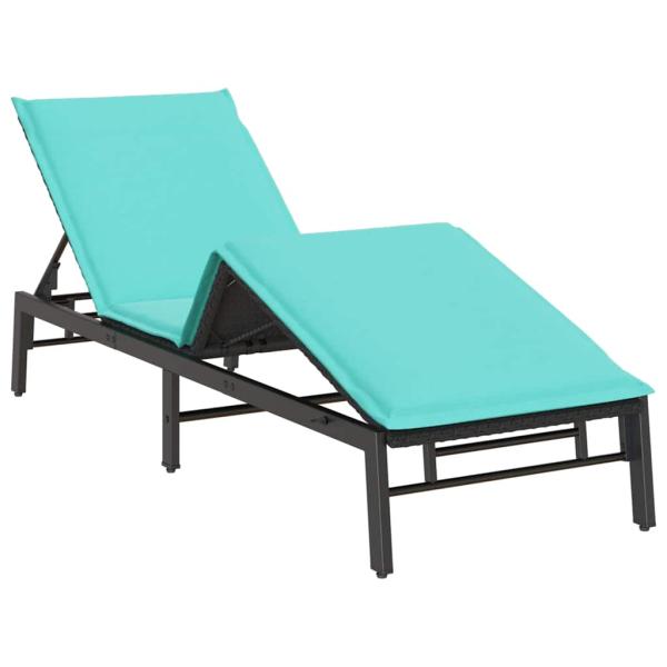 Sonnenliege mit Auflage Schwarz Poly-Rattan