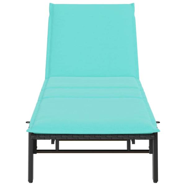Sonnenliege mit Auflage Schwarz Poly-Rattan