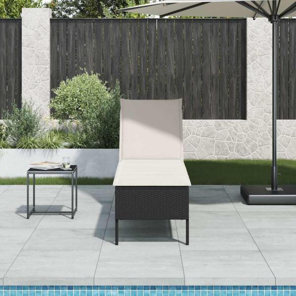 ARDEBO.de - Sonnenliege mit Auflage Schwarz 55x200x44 cm Poly Rattan