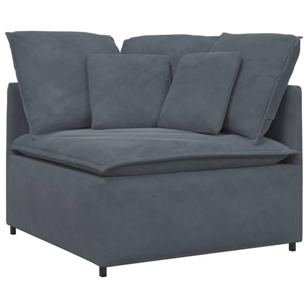 Modulares Sofa mit Fu?hocker Kissen Samt Dunkelgrau