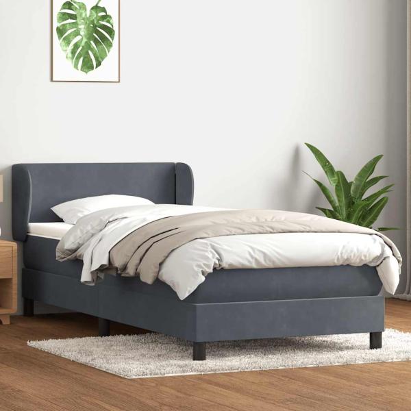 Boxspringbett mit Matratze Dunkelgrau 80x210 cm Samt