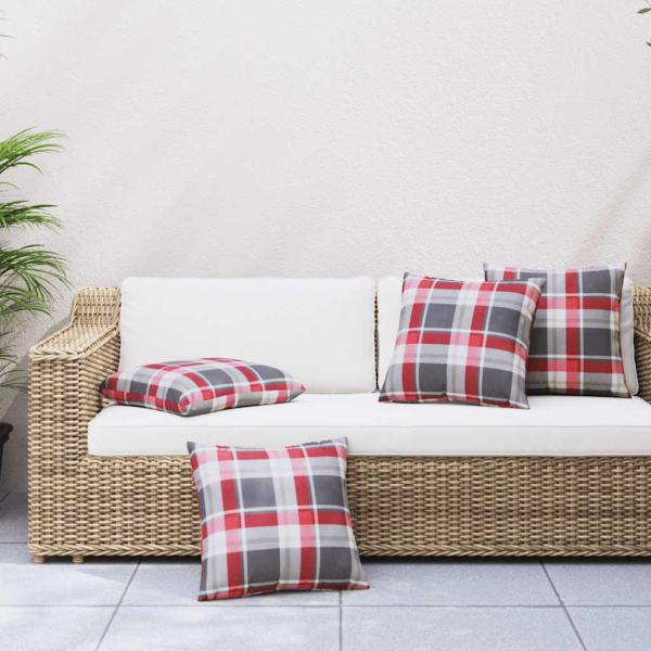 ARDEBO.de - Sofakissen 4 Stk. Rot Karomuster 40x40 cm Stoff