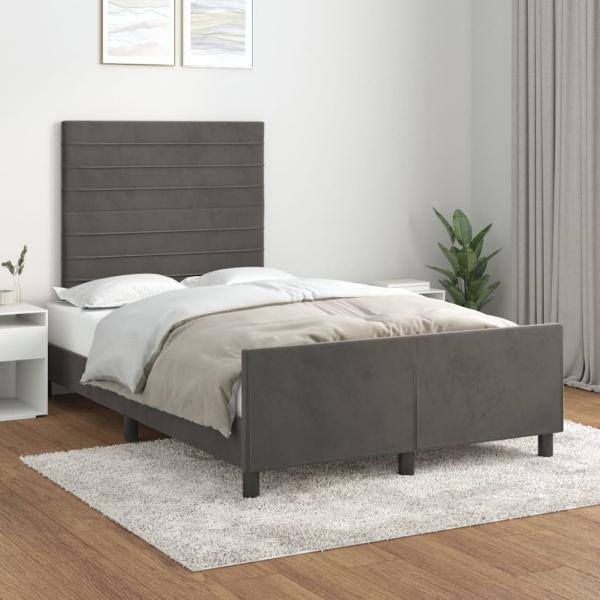 ARDEBO.de - Bettgestell ohne Matratze Dunkelgrau 120x190 cm Samt