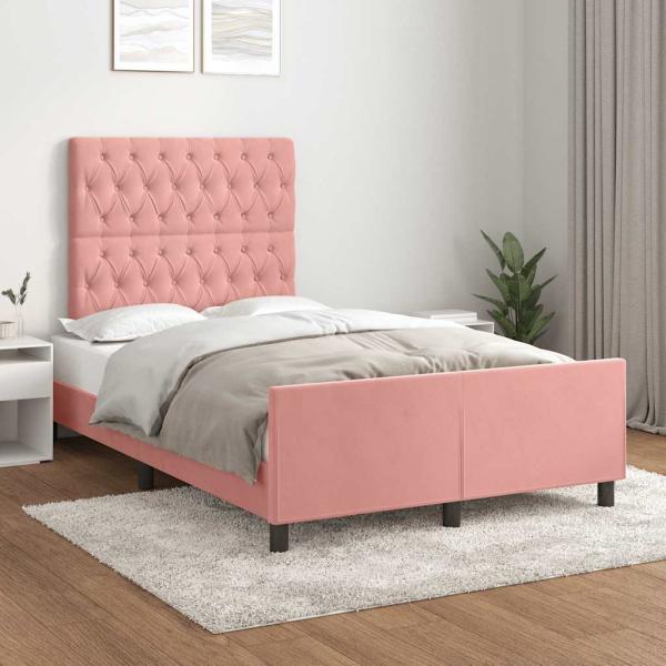 ARDEBO.de - Bettgestell ohne Matratze Rosa 120x190 cm Samt