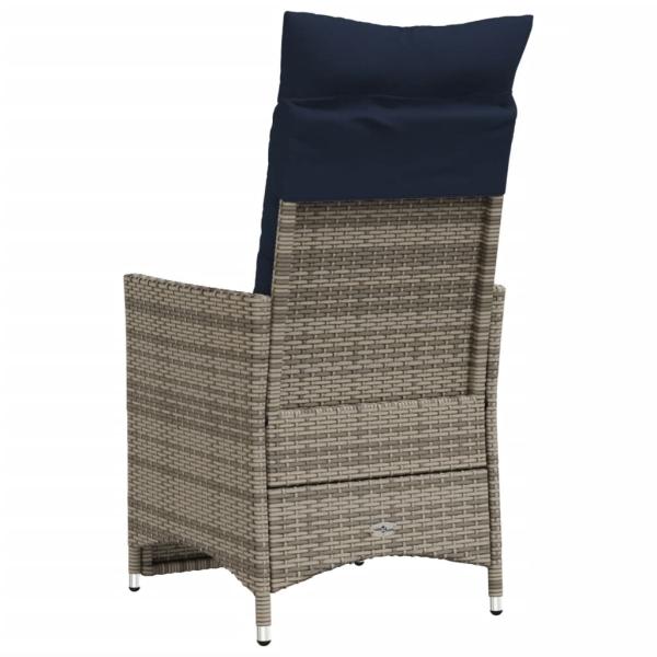 Gartenstühle Verstellbar 2 Stk. mit Kissen Grau Poly Rattan