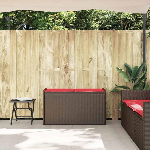 Outdoor-Sitzbank mit Stauraum und Kissen Braun 100 cm