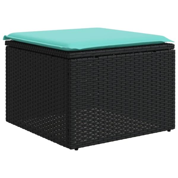 8-teiliges Gartensofa-Set mit Kissen, schwarzes Polyrattan