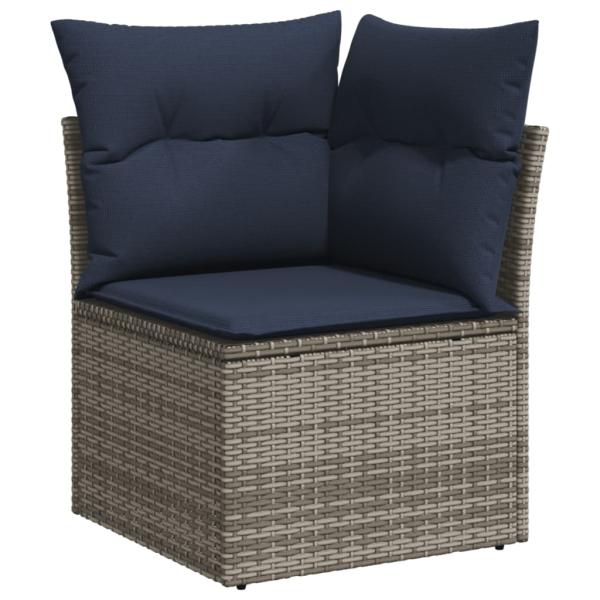 6-teiliges Gartensofa-Set mit Kissen, grau, Polyrattan