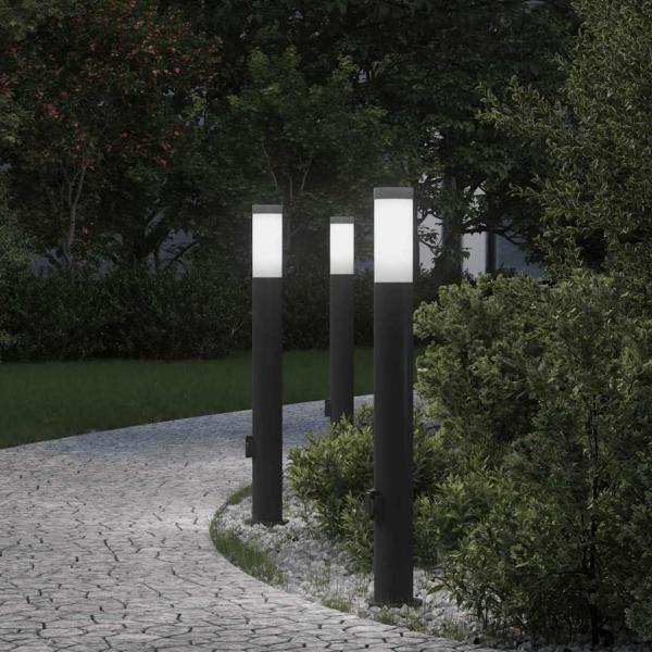 ARDEBO.de - Pollerleuchten mit Auslass 3er 80 cm Edelstahl IP44